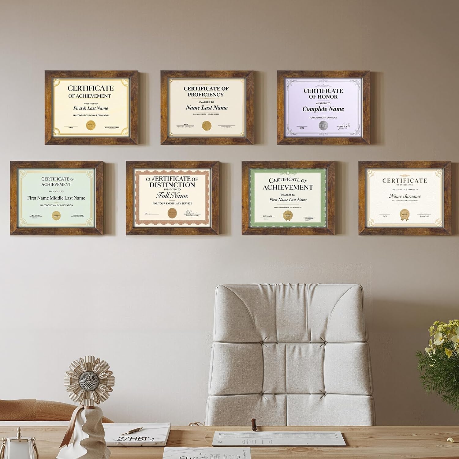 Certifications wall at Baiskar Mrudula Sanjay